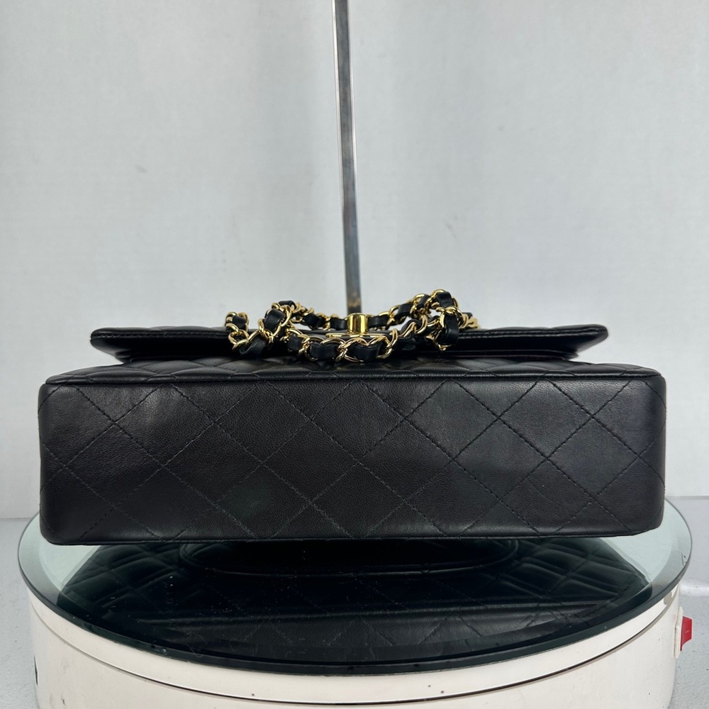 Chanel Medium Classic Double Flap Bag Black Lambskin 24KT Plated - Picture 5 of 13